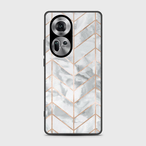 Oppo Reno 11 5G Cover- White Marble Series 2 - HQ Ultra Shine Premium Infinity Glass Soft Silicon Borders Case