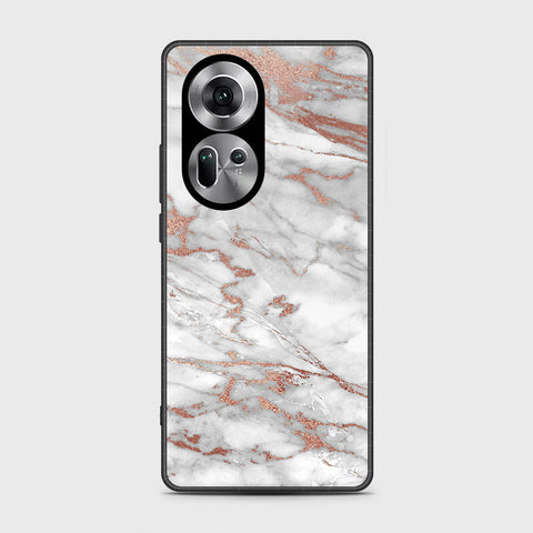 Oppo Reno 11 5G Cover- White Marble Series 2 - HQ Ultra Shine Premium Infinity Glass Soft Silicon Borders Case