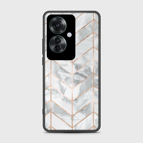 Oppo Reno 11F 5G Cover- White Marble Series 2 - HQ Ultra Shine Premium Infinity Glass Soft Silicon Borders Case