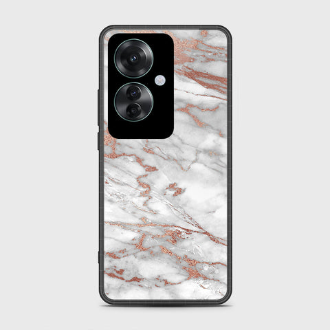 Oppo Reno 11F 5G Cover- White Marble Series 2 - HQ Ultra Shine Premium Infinity Glass Soft Silicon Borders Case