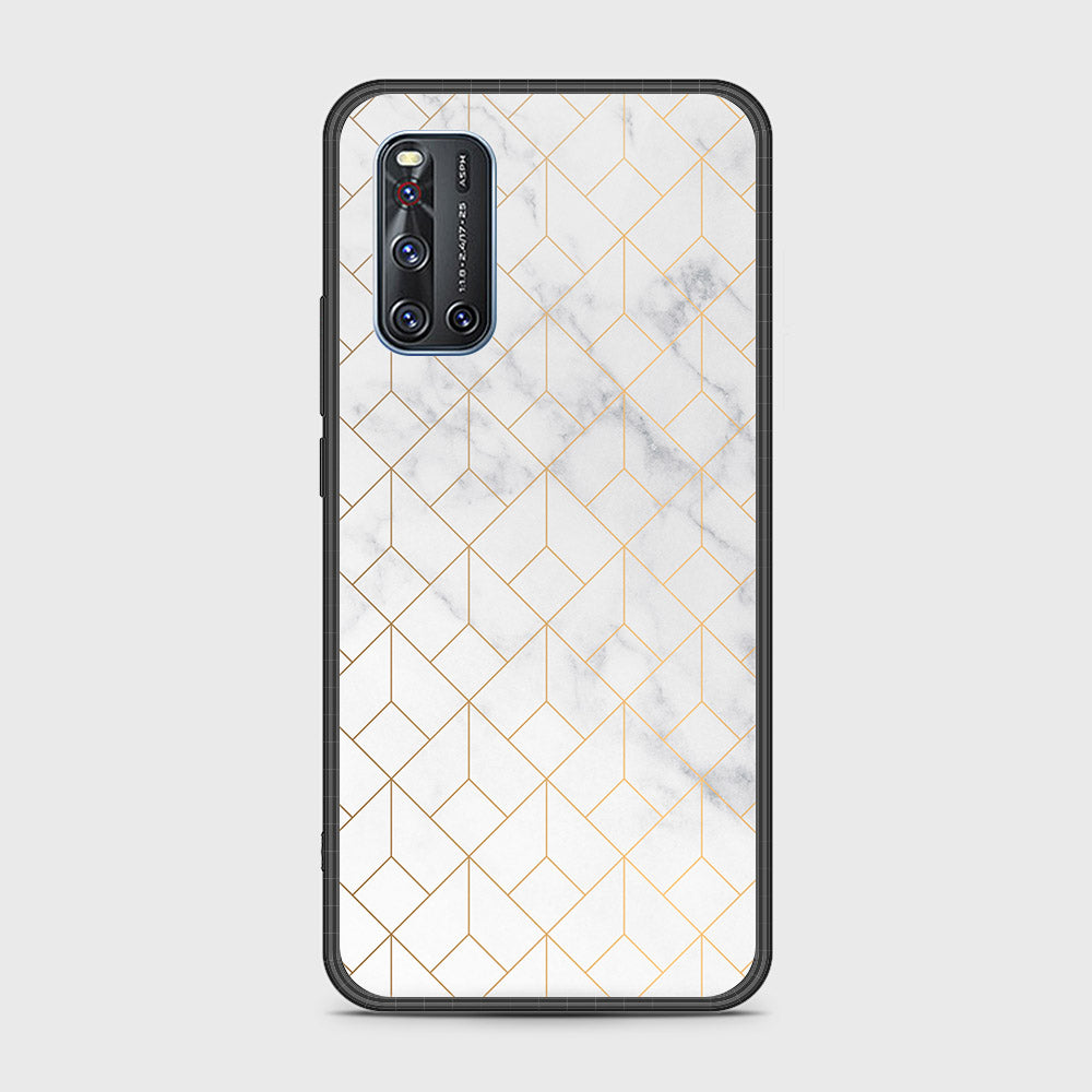 Vivo V19 Cover- White Marble Series 2 - HQ Ultra Shine Premium Infinity Glass Soft Silicon Borders Case (Fast Delivery)