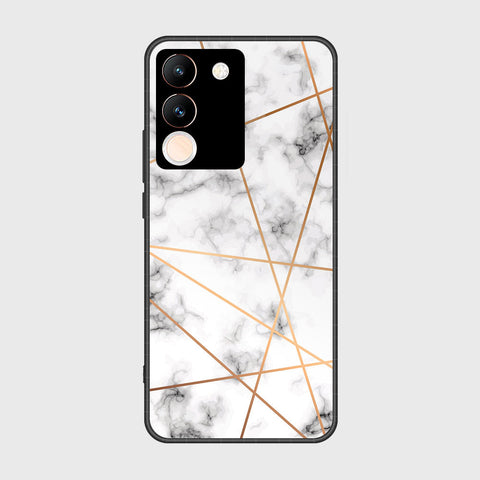 vivo V29e Cover- White Marble Series 2 - HQ Ultra Shine Premium Infinity Glass Soft Silicon Borders Case (Fast Delivery)