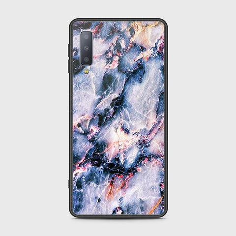 Samsung Galaxy A7 2018 Cover - Colorful Marble Series - HQ Ultra Shine Premium Infinity Glass Soft Silicon Borders Case (Fast Delivery)