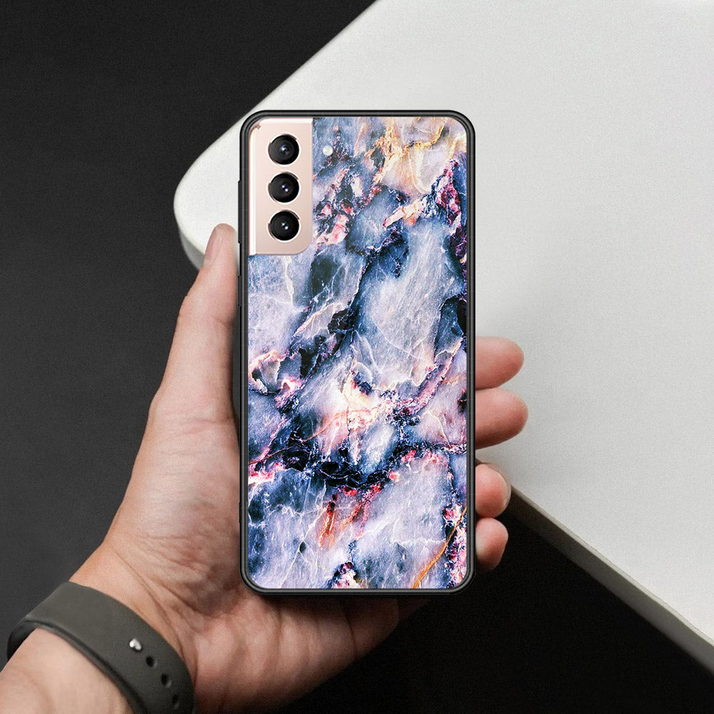 Samsung Galaxy S21 5G Cover - Colorful Marble Series - HQ Ultra Shine Premium Infinity Glass Soft Silicon Borders Case