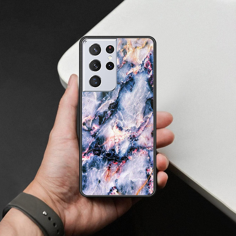 Samsung Galaxy S21 Ultra 5G Cover - Colorful Marble Series - HQ Ultra Shine Premium Infinity Glass Soft Silicon Borders Case