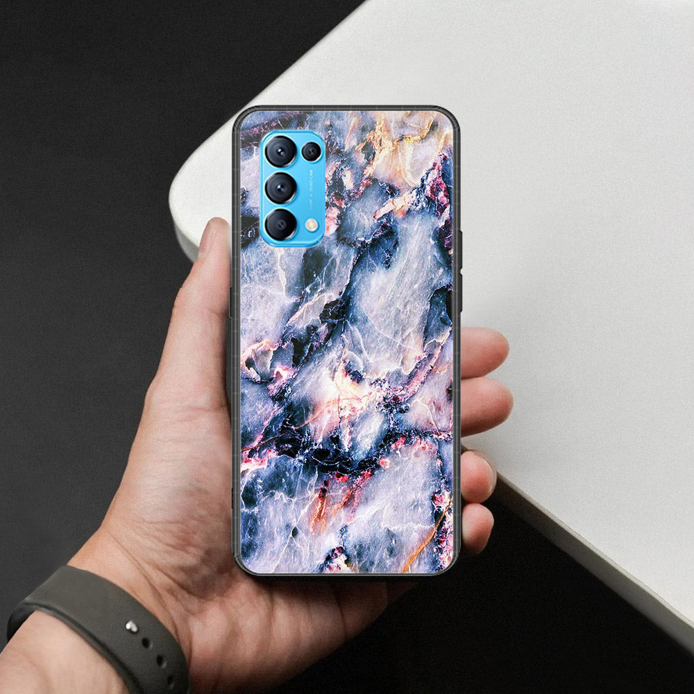 Oppo Find X3 Lite Cover - Colorful Marble Series - HQ Ultra Shine Premium Infinity Glass Soft Silicon Borders Case