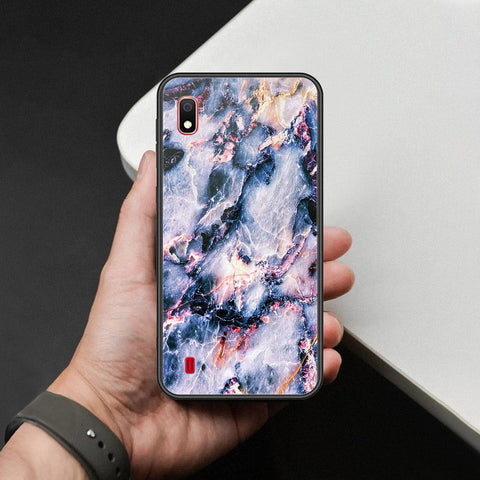 Samsung Galaxy A10 Cover - Colorful Marble Series - HQ Ultra Shine Premium Infinity Glass Soft Silicon Borders Case