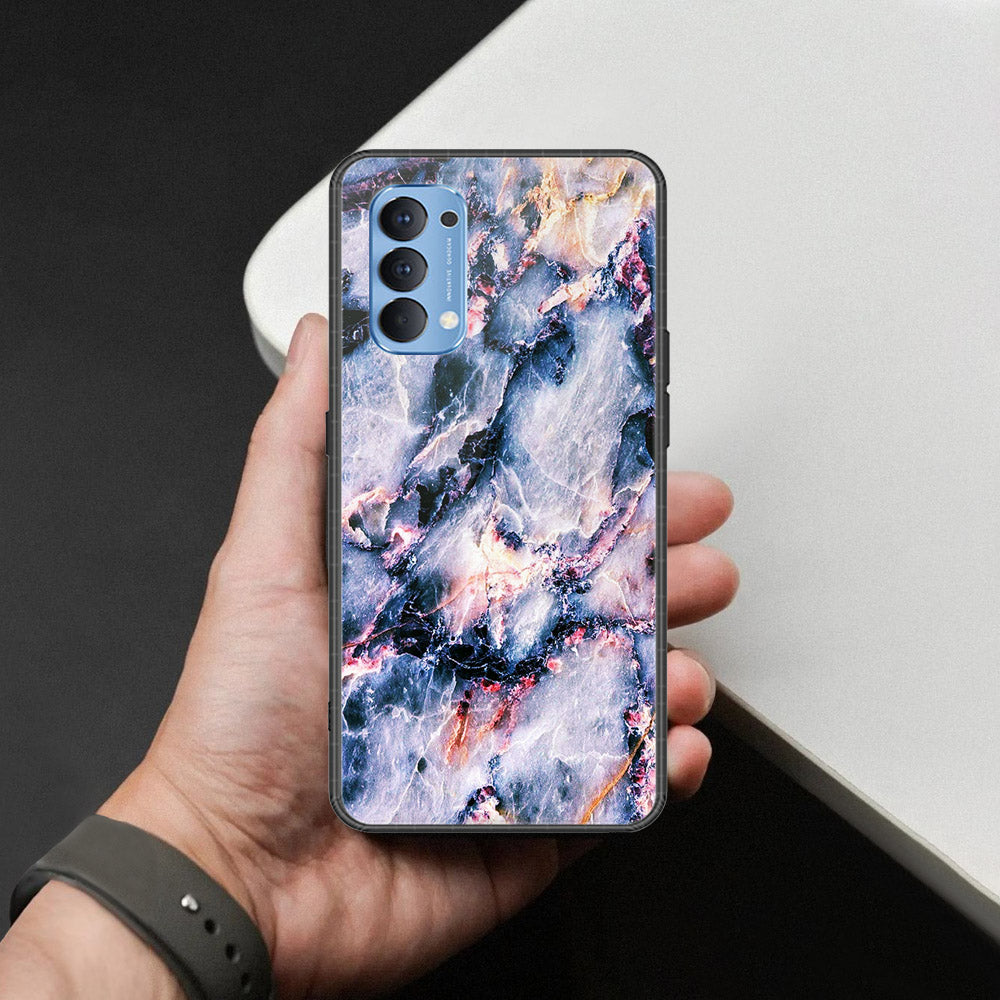 Oppo Reno 4 Cover - Colorful Marble Series - HQ Ultra Shine Premium Infinity Glass Soft Silicon Borders Case
