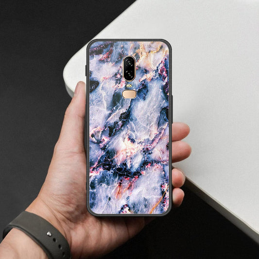 OnePlus 6 Cover - Colorful Marble Series - HQ Ultra Shine Premium Infinity Glass Soft Silicon Borders Case