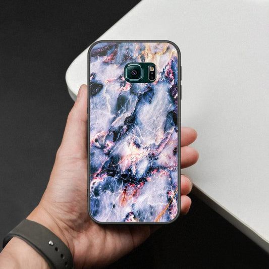 Samsung Galaxy S6 Edge Cover - Colorful Marble Series - HQ Ultra Shine Premium Infinity Glass Soft Silicon Borders Case