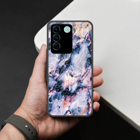 Vivo V27e Cover - Colorful Marble Series - HQ Ultra Shine Premium Infinity Glass Soft Silicon Borders Case