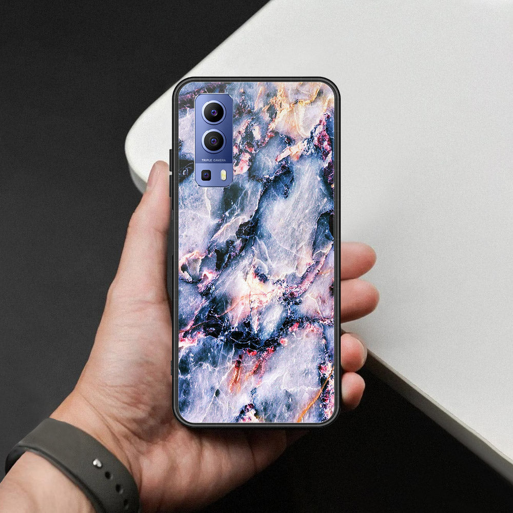Vivo Y52 5G Cover - Colorful Marble Series - HQ Ultra Shine Premium Infinity Glass Soft Silicon Borders Case