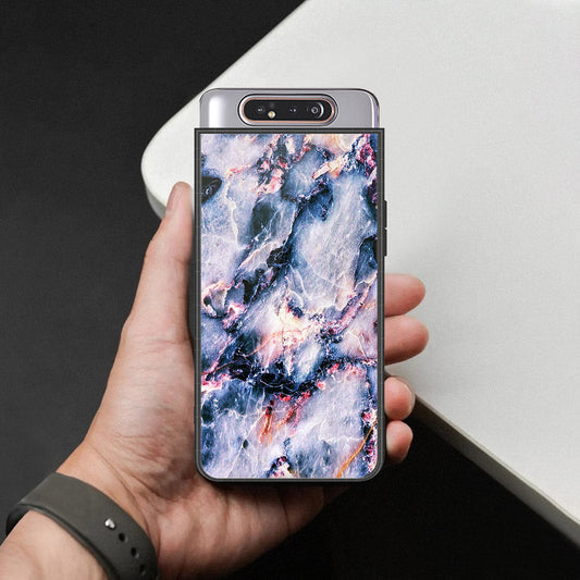 Samsung Galaxy A80 Cover - Colorful Marble Series - HQ Ultra Shine Premium Infinity Glass Soft Silicon Borders Case