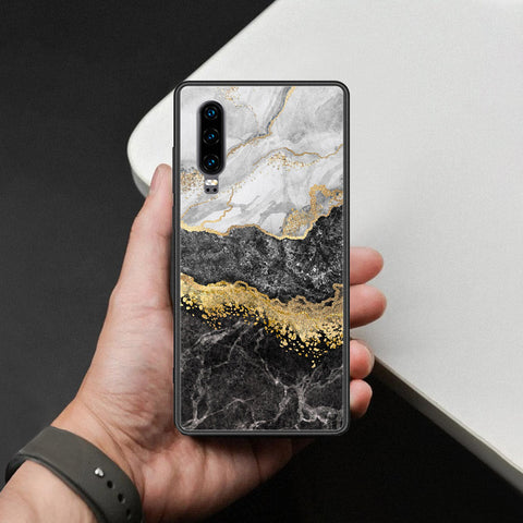 Huawei P30 Cover - Colorful Marble Series - HQ Ultra Shine Premium Infinity Glass Soft Silicon Borders Case