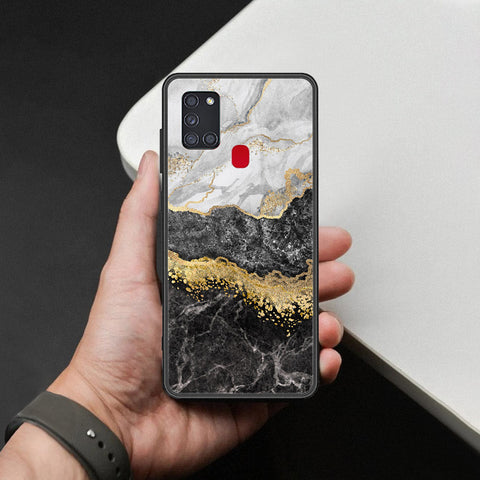 Samsung Galaxy A21s Cover - Colorful Marble Series - HQ Ultra Shine Premium Infinity Glass Soft Silicon Borders Case