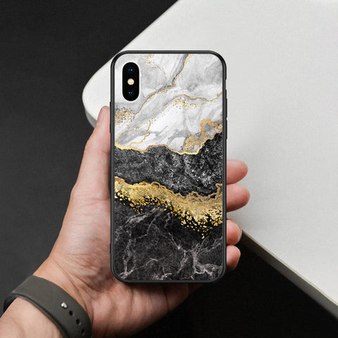 iPhone XS / X - Colorful Marble Series - HQ Ultra Shine Premium Infinity Glass Soft Silicon Borders Case