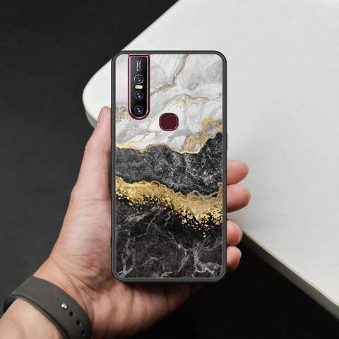Vivo V15 Cover - Colorful Marble Series - HQ Ultra Shine Premium Infinity Glass Soft Silicon Borders Case