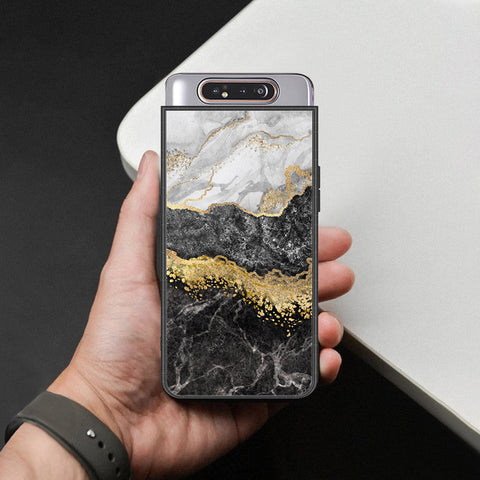 Samsung Galaxy A90 Cover - Colorful Marble Series - HQ Ultra Shine Premium Infinity Glass Soft Silicon Borders Case