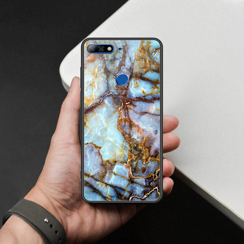 Huawei Honor 7C Cover - Colorful Marble Series - HQ Ultra Shine Premium Infinity Glass Soft Silicon Borders Case