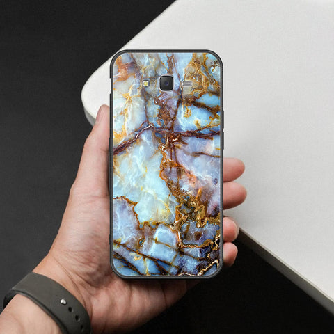 Samsung Galaxy J7 2015 Cover - Colorful Marble Series - HQ Ultra Shine Premium Infinity Glass Soft Silicon Borders Case
