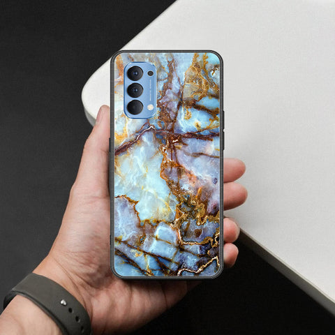 Oppo Reno 4 Cover - Colorful Marble Series - HQ Ultra Shine Premium Infinity Glass Soft Silicon Borders Case
