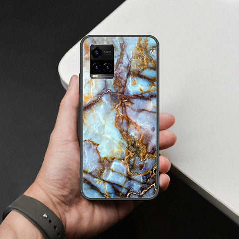 Vivo Y21 Cover - Colorful Marble Series - HQ Ultra Shine Premium Infinity Glass Soft Silicon Borders Case