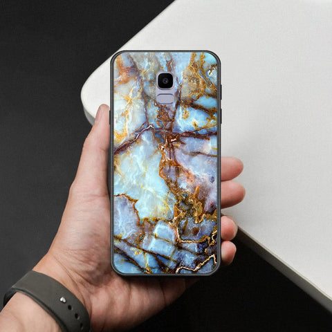 Samsung Galaxy J6 Cover - Colorful Marble Series - HQ Ultra Shine Premium Infinity Glass Soft Silicon Borders Case