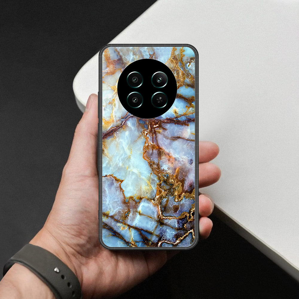 Realme 12 4GCover - Colorful Marble Series - HQ Ultra Shine Premium Infinity Glass Soft Silicon Borders Case (Fast Delivery)