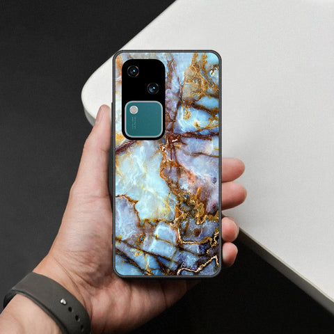 Vivo V30 Cover - Colorful Marble Series - HQ Ultra Shine Premium Infinity Glass Soft Silicon Borders Case