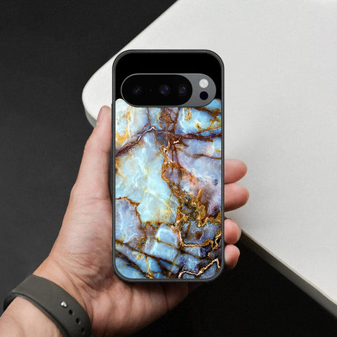 Google Pixel 9 Cover - Colorful Marble Series - HQ Ultra Shine Premium Infinity Glass Soft Silicon Borders Case