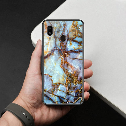 Samsung Galaxy A20 Cover - Colorful Marble Series - HQ Ultra Shine Premium Infinity Glass Soft Silicon Borders Case