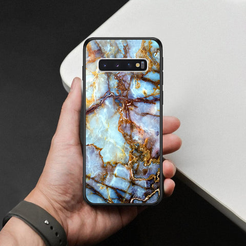 Samsung Galaxy S10 Cover - Colorful Marble Series - HQ Ultra Shine Premium Infinity Glass Soft Silicon Borders Case