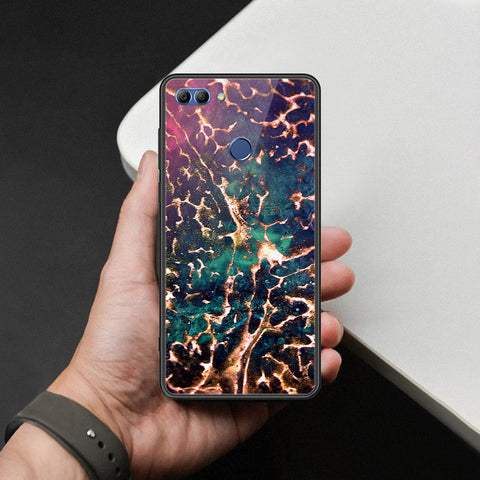 Huawei Y9 2018 Cover - Colorful Marble Series - HQ Ultra Shine Premium Infinity Glass Soft Silicon Borders Case