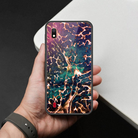 Samsung Galaxy A10 Cover - Colorful Marble Series - HQ Ultra Shine Premium Infinity Glass Soft Silicon Borders Case