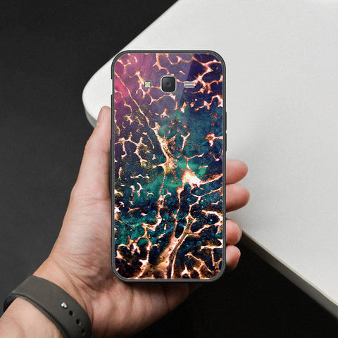 Samsung Galaxy J7 2015 Cover - Colorful Marble Series - HQ Ultra Shine Premium Infinity Glass Soft Silicon Borders Case