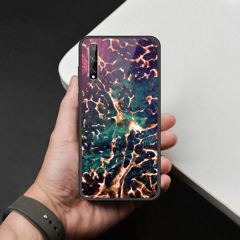 Huawei Y8p Cover - Colorful Marble Series - HQ Ultra Shine Premium Infinity Glass Soft Silicon Borders Case