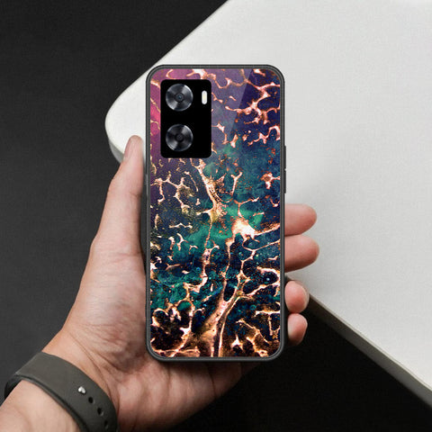 Oppo A77s Cover - Colorful Marble Series - HQ Ultra Shine Premium Infinity Glass Soft Silicon Borders Case