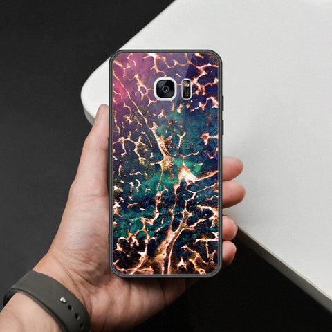 Samsung Galaxy S7 Edge Cover - Colorful Marble Series - HQ Ultra Shine Premium Infinity Glass Soft Silicon Borders Case