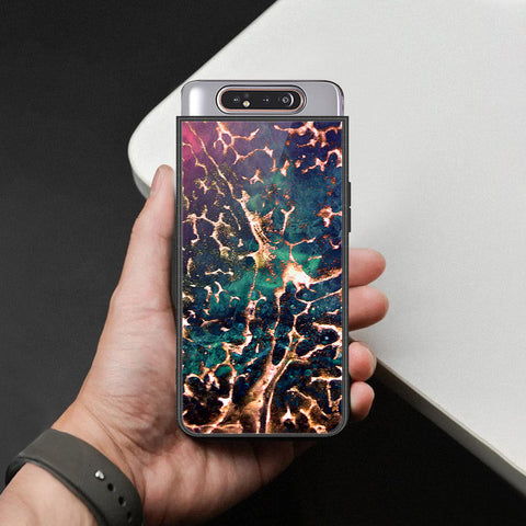 Samsung Galaxy A90 Cover - Colorful Marble Series - HQ Ultra Shine Premium Infinity Glass Soft Silicon Borders Case