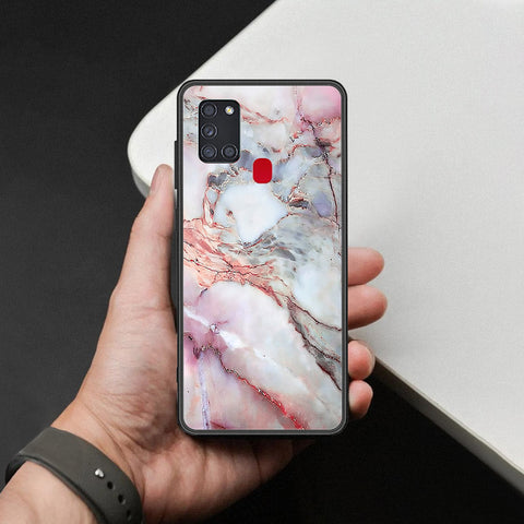 Samsung Galaxy A21s Cover - Colorful Marble Series - HQ Ultra Shine Premium Infinity Glass Soft Silicon Borders Case
