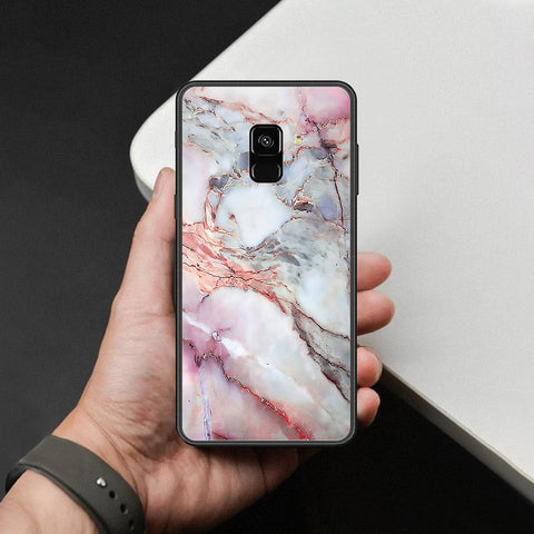Samsung Galaxy A8 2018 Cover - Colorful Marble Series - HQ Ultra Shine Premium Infinity Glass Soft Silicon Borders Case