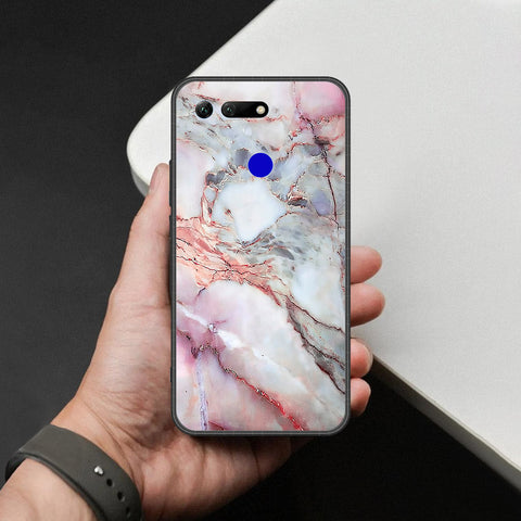 Huawei Honor View 20 Cover - Colorful Marble Series - HQ Ultra Shine Premium Infinity Glass Soft Silicon Borders Case