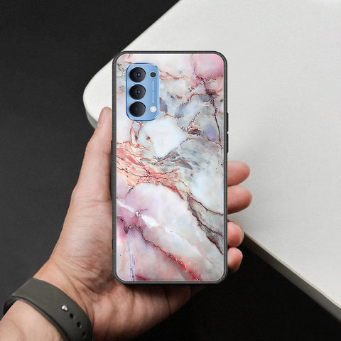 Oppo Reno 4 Cover - Colorful Marble Series - HQ Ultra Shine Premium Infinity Glass Soft Silicon Borders Case