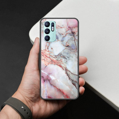 Oppo Reno 6 Cover - Colorful Marble Series - HQ Ultra Shine Premium Infinity Glass Soft Silicon Borders Case