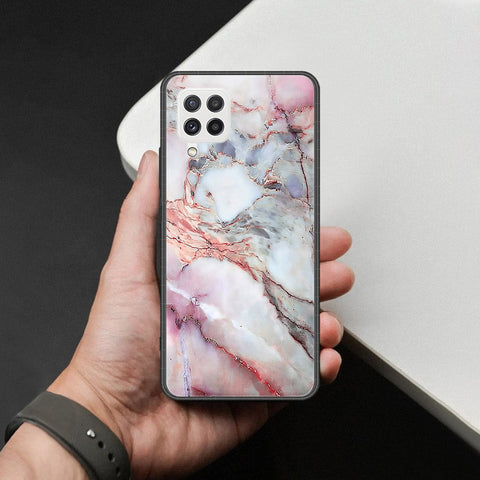 Samsung Galaxy M22 Cover - Colorful Marble Series - HQ Ultra Shine Premium Infinity Glass Soft Silicon Borders Case