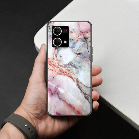 Oppo Reno 8 4G Cover - Colorful Marble Series - HQ Ultra Shine Premium Infinity Glass Soft Silicon Borders Case