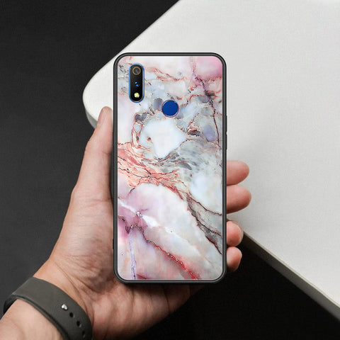Realme 3 Cover - Colorful Marble Series - HQ Ultra Shine Premium Infinity Glass Soft Silicon Borders Case