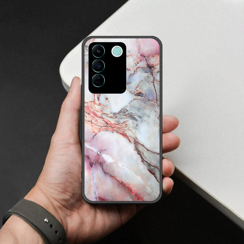 Vivo V27e Cover - Colorful Marble Series - HQ Ultra Shine Premium Infinity Glass Soft Silicon Borders Case