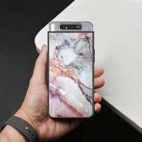 Samsung Galaxy A80 Cover - Colorful Marble Series - HQ Ultra Shine Premium Infinity Glass Soft Silicon Borders Case