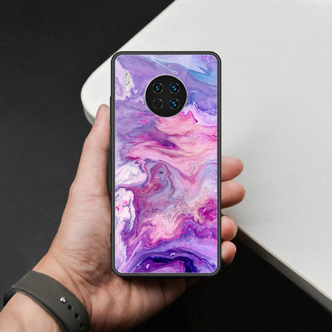 Huawei Mate 30 Cover - Colorful Marble Series - HQ Ultra Shine Premium Infinity Glass Soft Silicon Borders Case